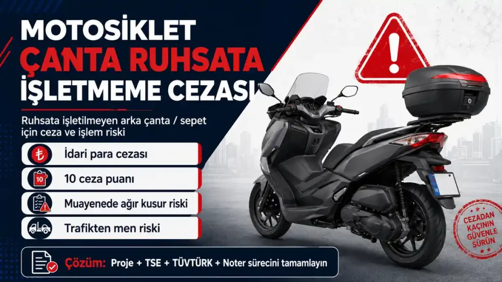 motosiklet çanta ruhsata işletmeme cezası