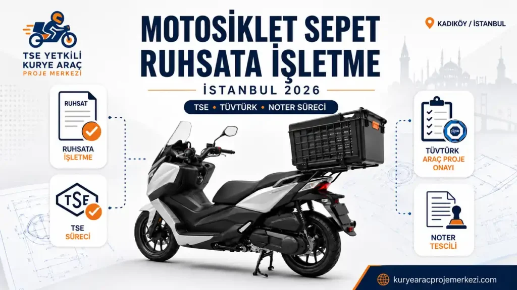 Motosiklet sepet ruhsata işletme İstanbul 2026 TSE TÜVTÜRK noter süreci